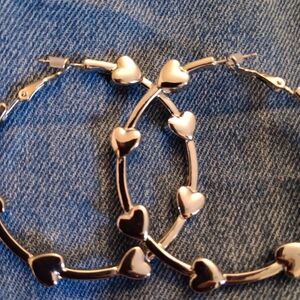 Silver Heart Hoop Earrings